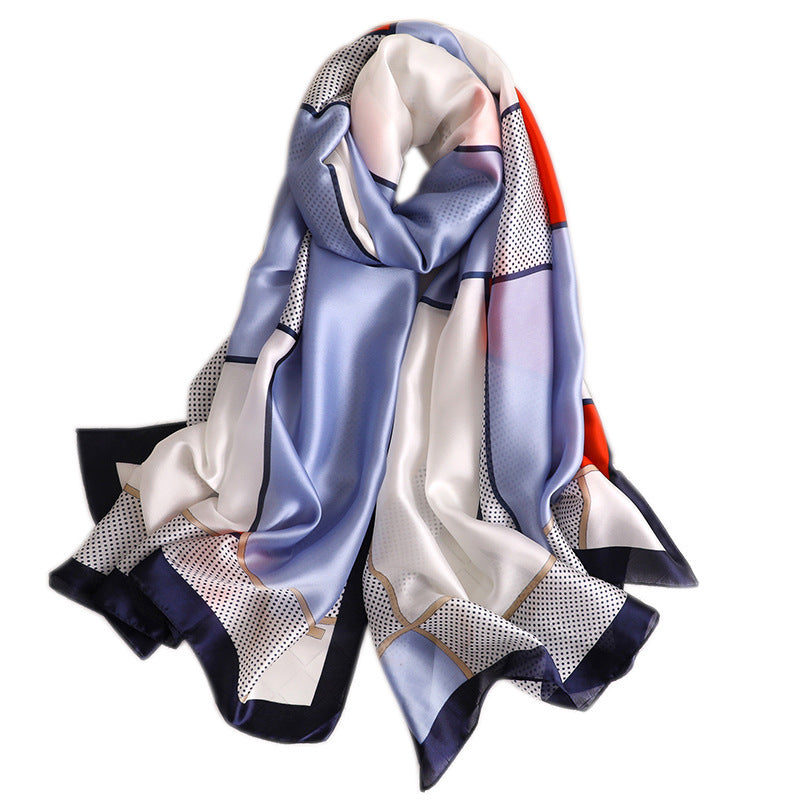 Women's Simulated Silk Sunscreen Scarf – Lightweight Floral Summer Wrap