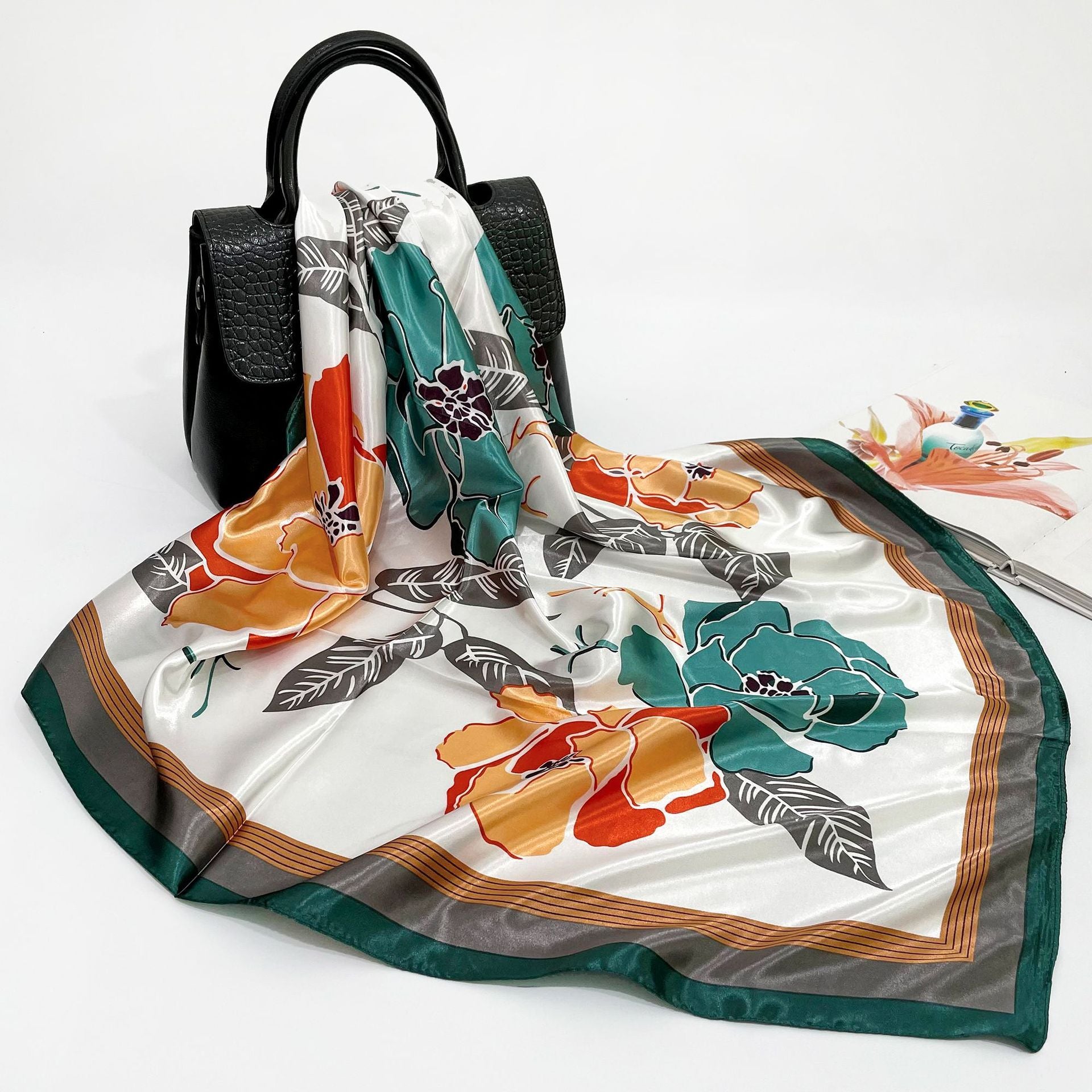 Elegant 90cm Silk Square Scarf – Lightweight & Stylish for All Seasons