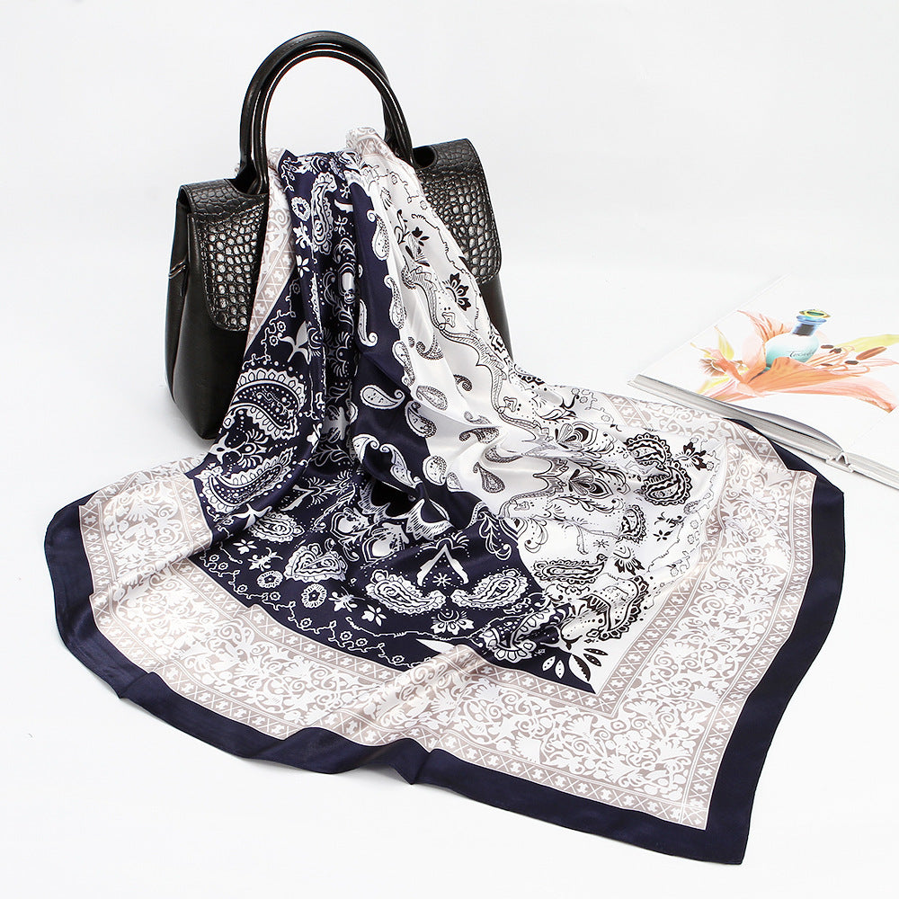 Elegant 90cm Silk Square Scarf – Lightweight & Stylish for All Seasons