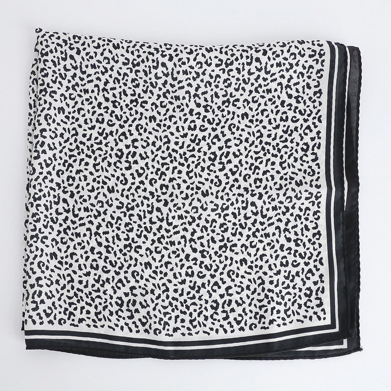 Artificial Silk Leopard Print Scarf – Stylish Square Silk Scarf for Women (70x70cm)