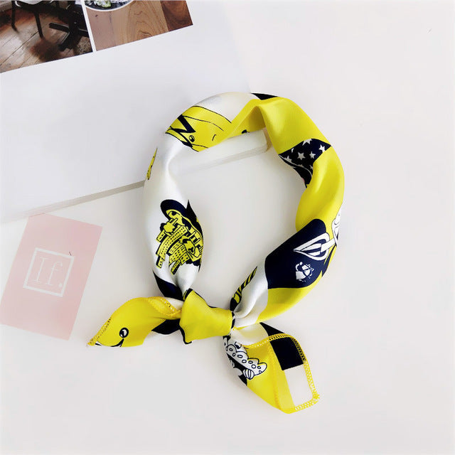 Elegant Printed Satin Scarf – Chic & Versatile Accessory