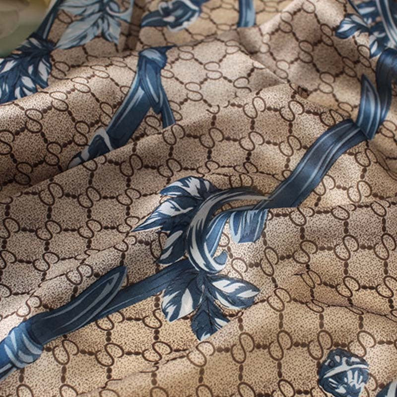 Floral Printed Imitation Silk Scarf – Lightweight & Stylish Sunscreen Shawl