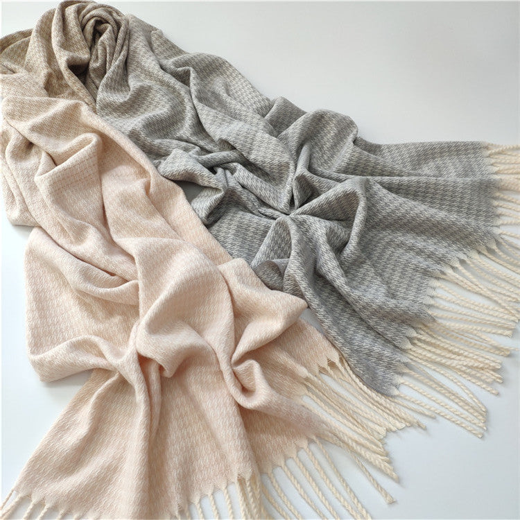 Unisex Imitation Cashmere Scarf – Soft, Warm & Stylish Tie-Dye Wrap with Tassels