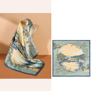 Women's Fashionable Mulberry Silk Scarf – Elegant Printed Square Wrap (70x70cm)