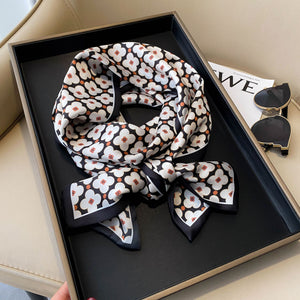 Elegant Floral Artificial Silk Scarf & Hair Band – Versatile Rayon Fashion Accessory