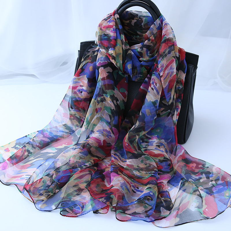 Ladies' Fashion Versatile Decorative Silk Scarf – Elegant & Chic