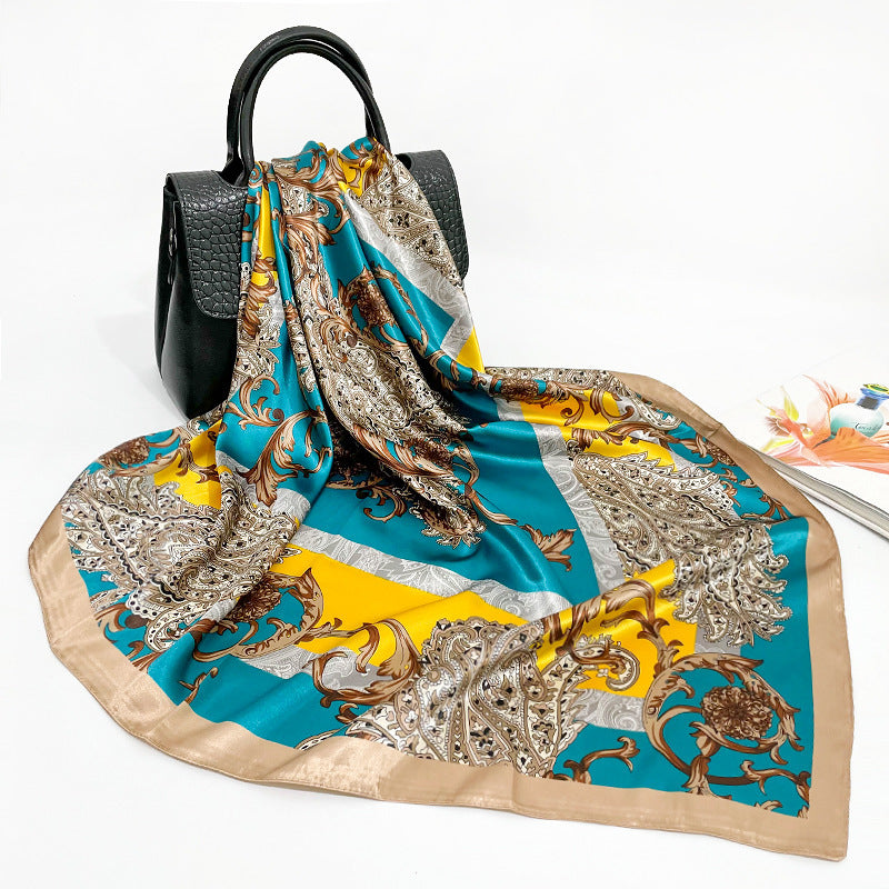 Elegant 90cm Silk Square Scarf – Lightweight & Stylish for All Seasons