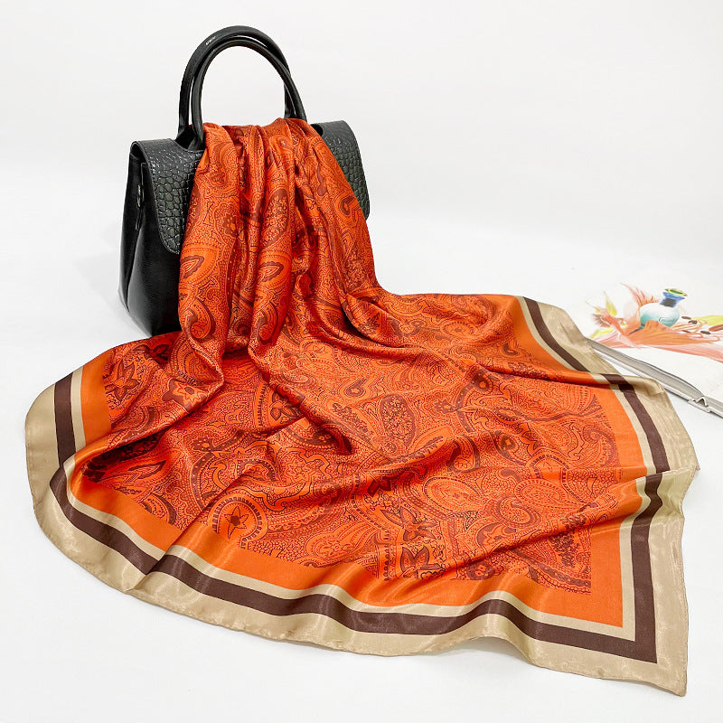 Elegant 90cm Silk Square Scarf – Lightweight & Stylish for All Seasons