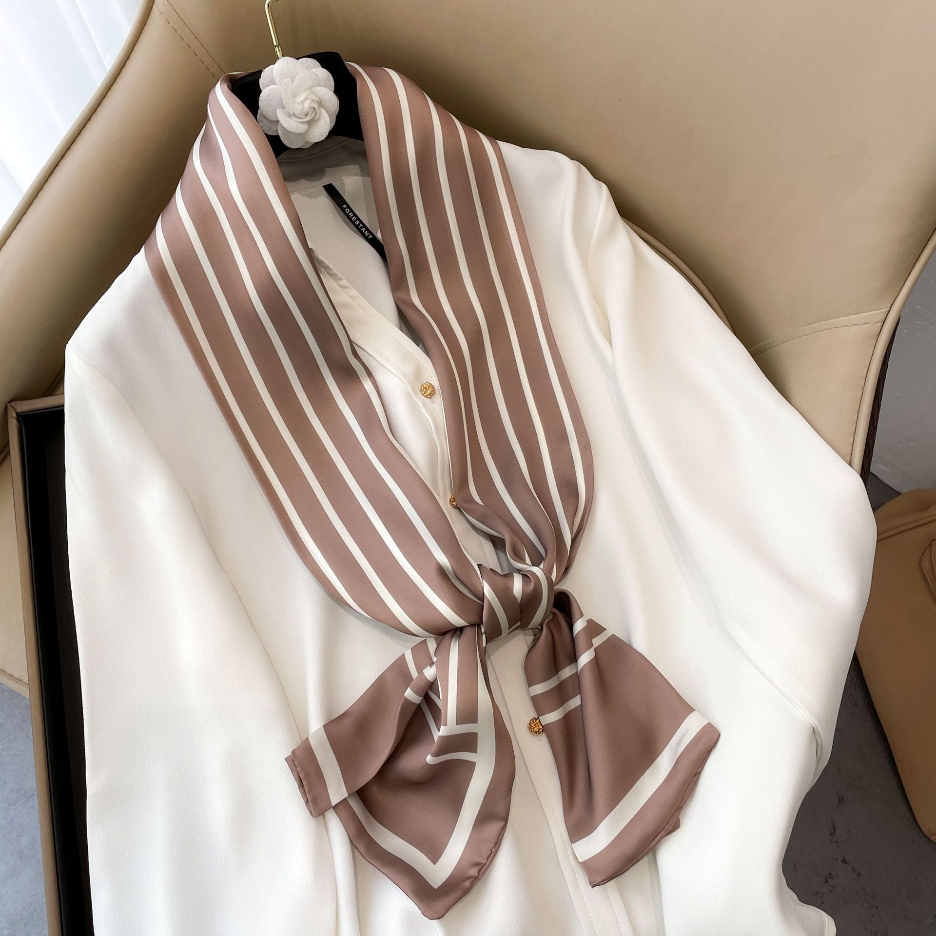 Elegant Floral Artificial Silk Scarf & Hair Band – Versatile Rayon Fashion Accessory