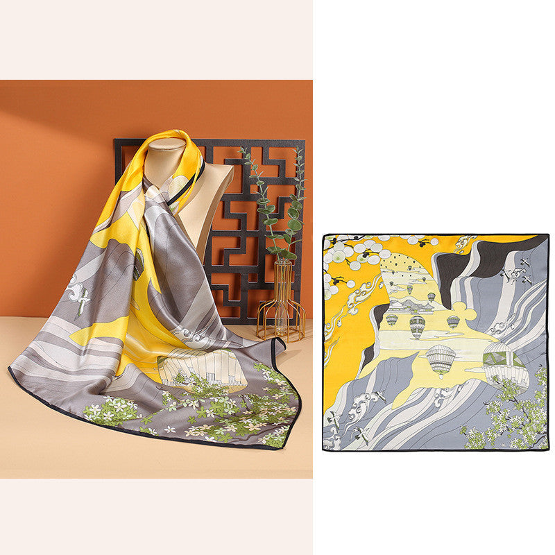 Women's Fashionable Mulberry Silk Scarf – Elegant Printed Square Wrap (70x70cm)