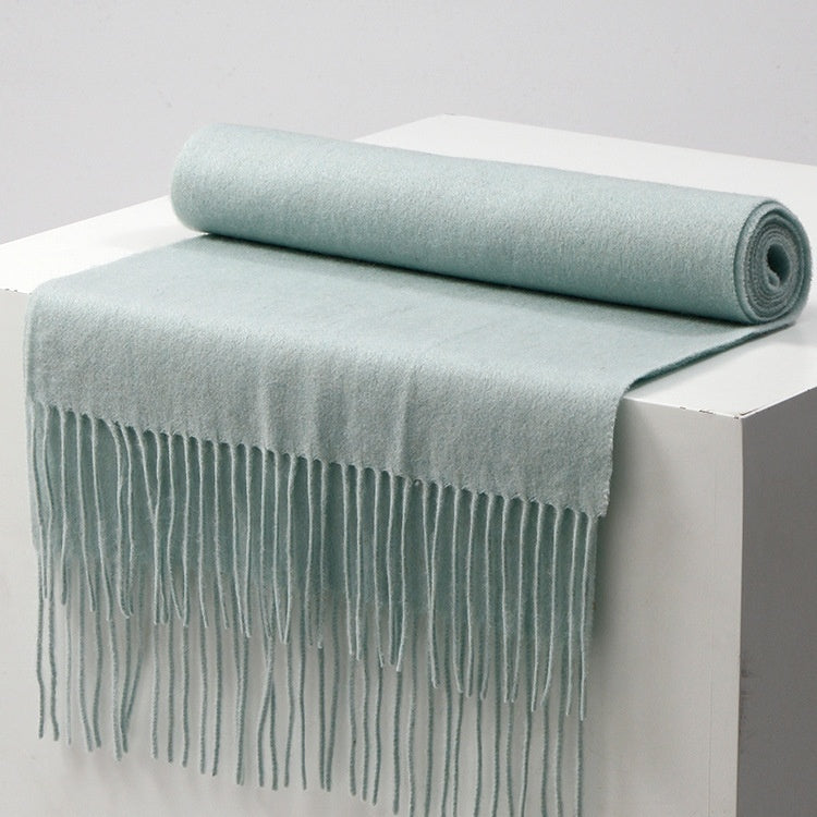 Unisex Solid Color Wool Scarf – Thickened Winter Warmth