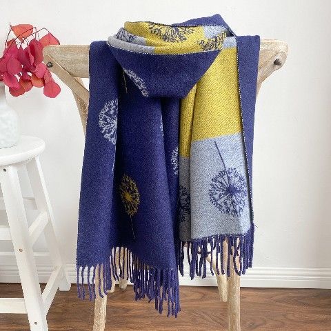 Autumn & Winter Cashmere Dandelion Jacquard Scarf (190x70cm)