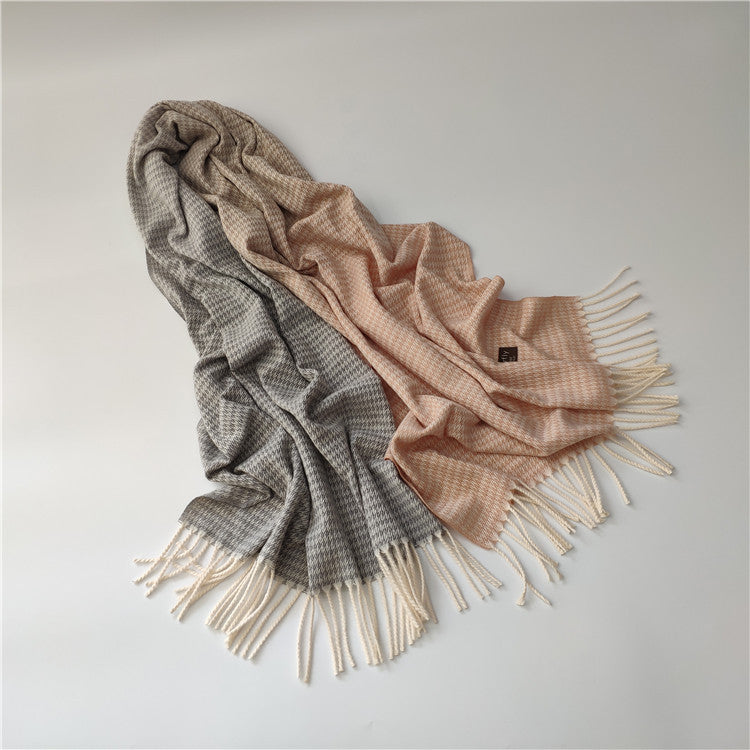 Unisex Imitation Cashmere Scarf – Soft, Warm & Stylish Tie-Dye Wrap with Tassels