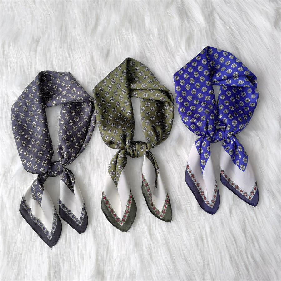 Square Imitated Silk Scarf – Geometric Pattern