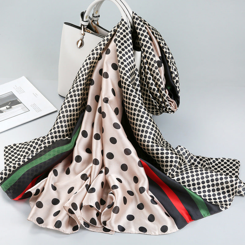 Polka Dot Printed Silk Scarf – Elegant & Lightweight Wrap for Women