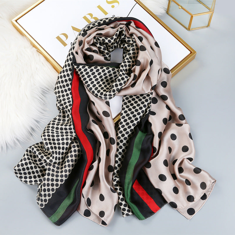 Polka Dot Printed Silk Scarf – Elegant & Lightweight Wrap for Women