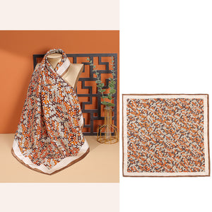 Women's Fashionable Mulberry Silk Scarf – Elegant Printed Square Wrap (70x70cm)