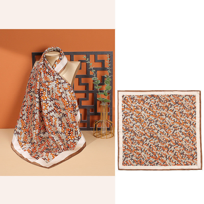 Women's Fashionable Mulberry Silk Scarf – Elegant Printed Square Wrap (70x70cm)