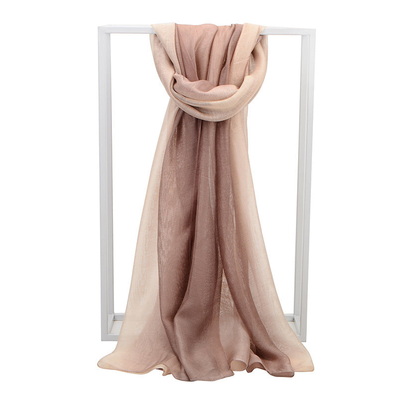 Luxury Silk Scarf & Beach Shawl – Gradient Tie-Dye Sunscreen Wrap for Women