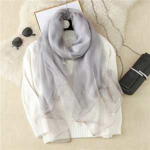 Women's Elegant Wool Silk Scarf – Soft & Warm Tie-Dye Wrap (200x75cm)