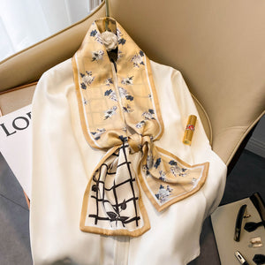 Elegant Floral Artificial Silk Scarf & Hair Band – Versatile Rayon Fashion Accessory