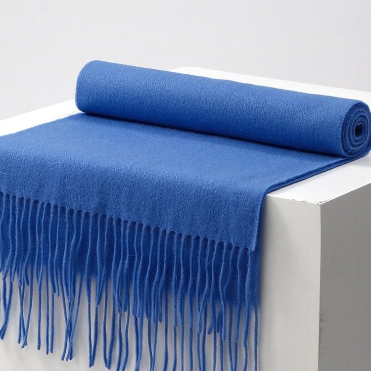 Unisex Solid Color Wool Scarf – Thickened Winter Warmth