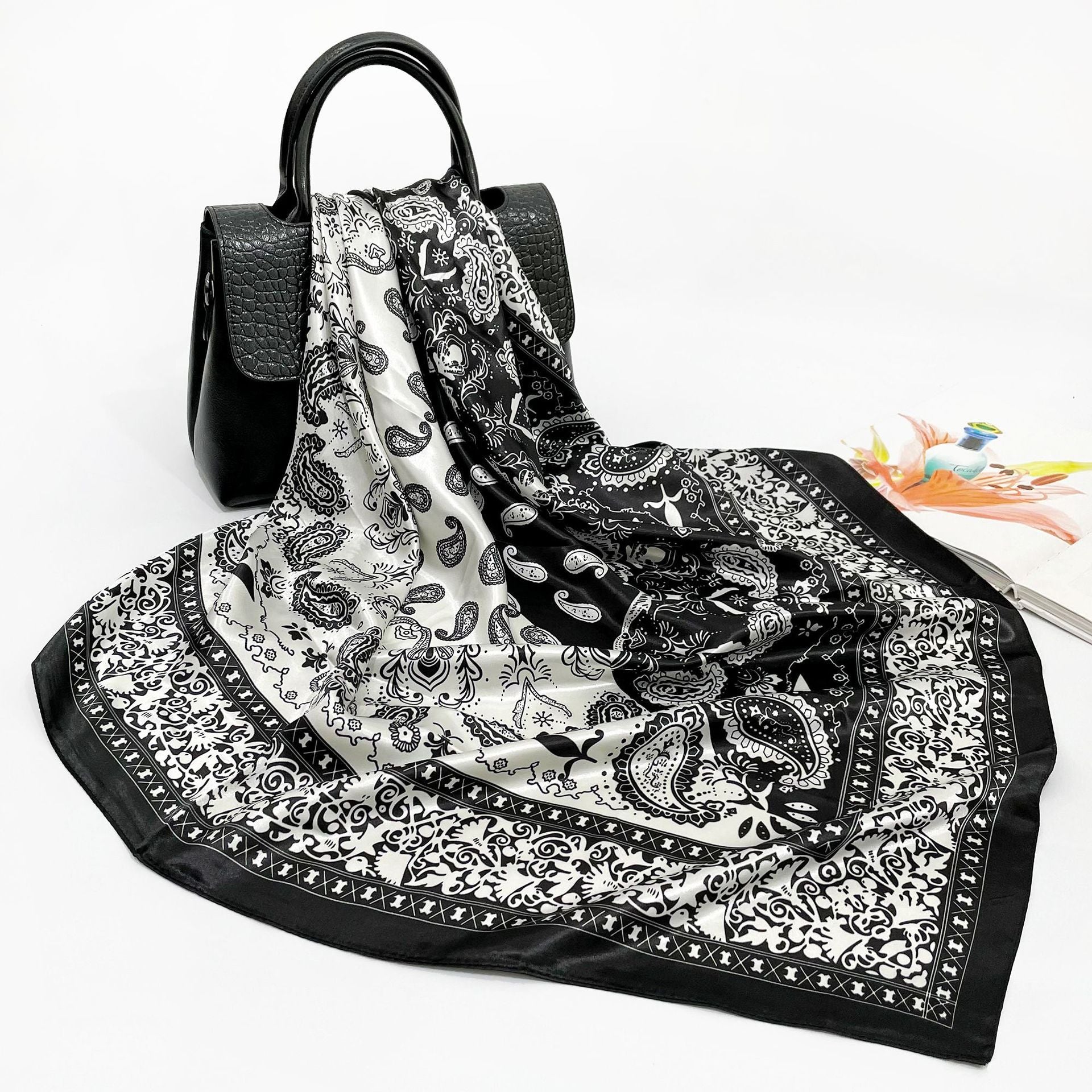 Elegant 90cm Silk Square Scarf – Lightweight & Stylish for All Seasons