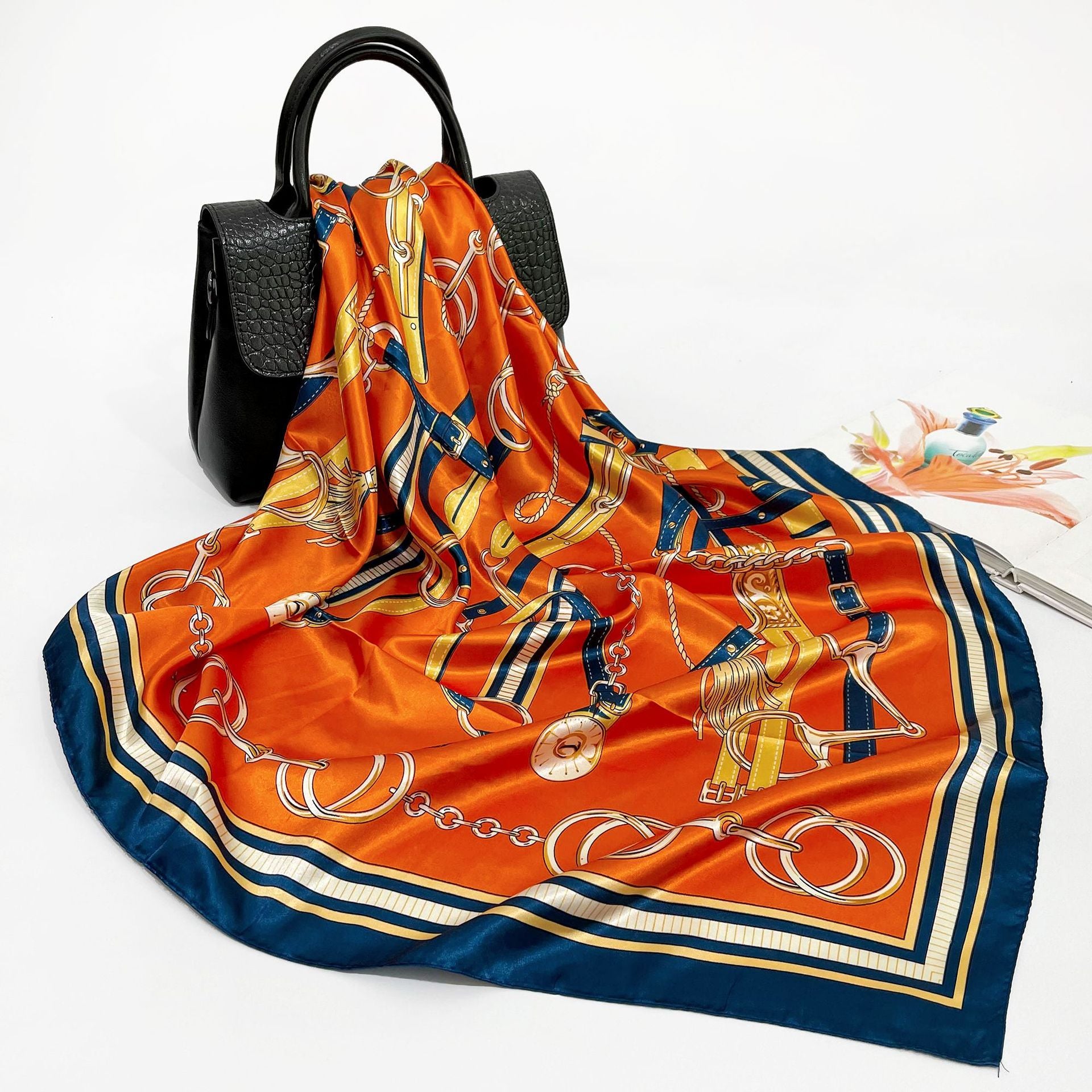 Elegant 90cm Silk Square Scarf – Lightweight & Stylish for All Seasons