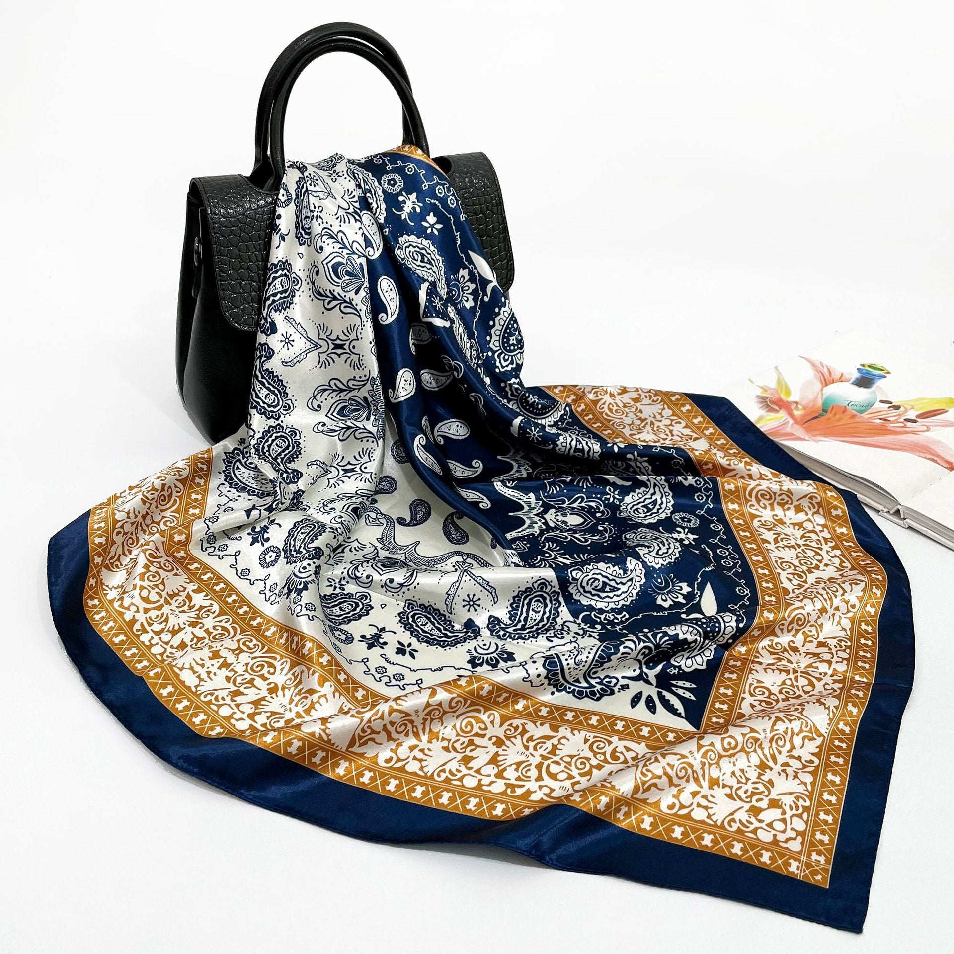 Elegant 90cm Silk Square Scarf – Lightweight & Stylish for All Seasons