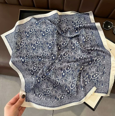 Elegant Floral Silk Square Scarf – Versatile & Stylish (70x70cm)