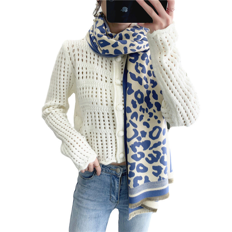 Long Fringed Scarf – Women’s Winter Imitation Cashmere