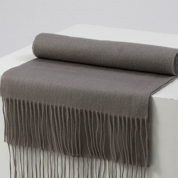Unisex Solid Color Wool Scarf – Thickened Winter Warmth