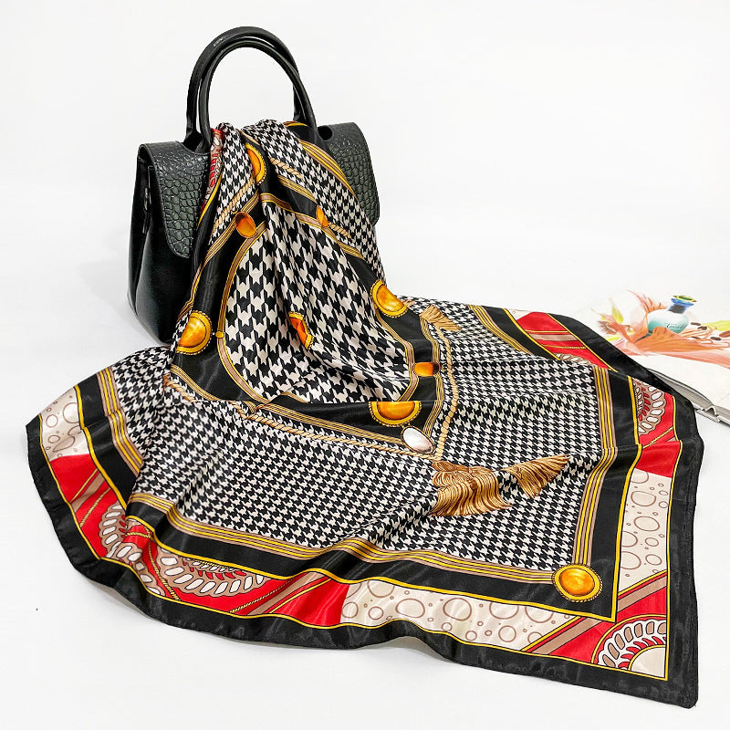 Elegant 90cm Silk Square Scarf – Lightweight & Stylish for All Seasons