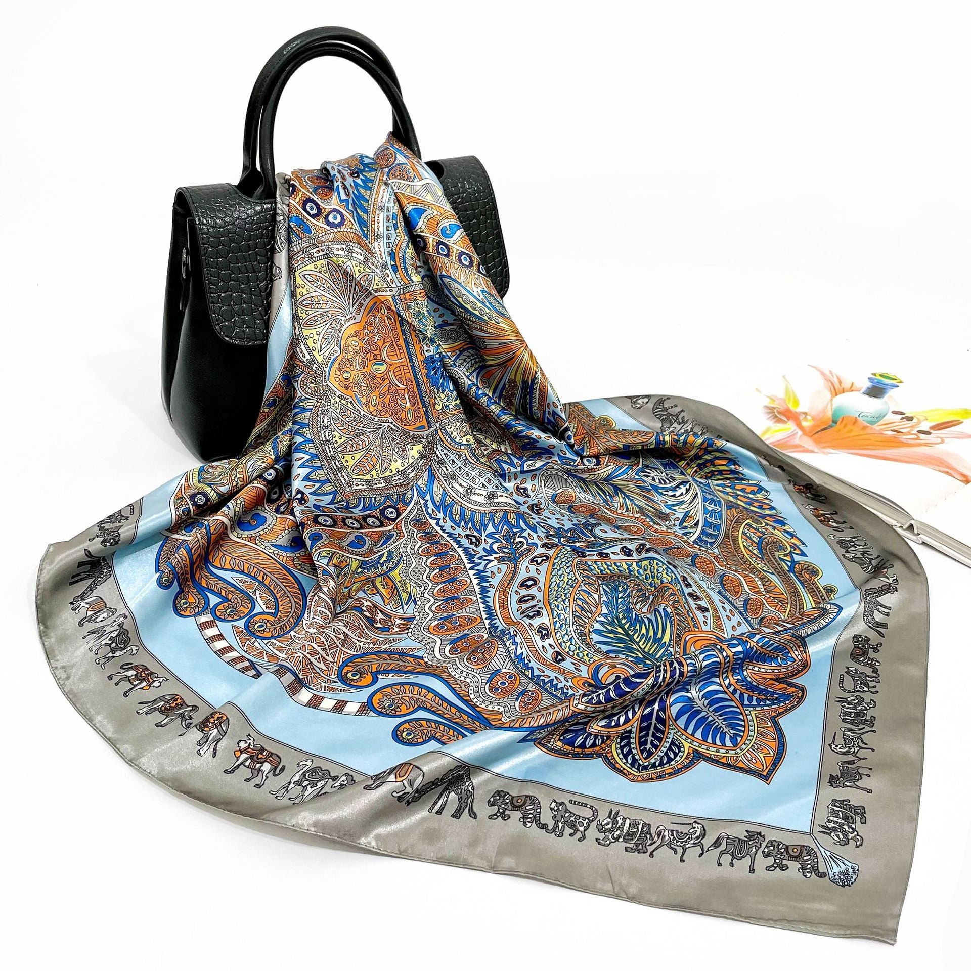 Elegant 90cm Silk Square Scarf – Lightweight & Stylish for All Seasons