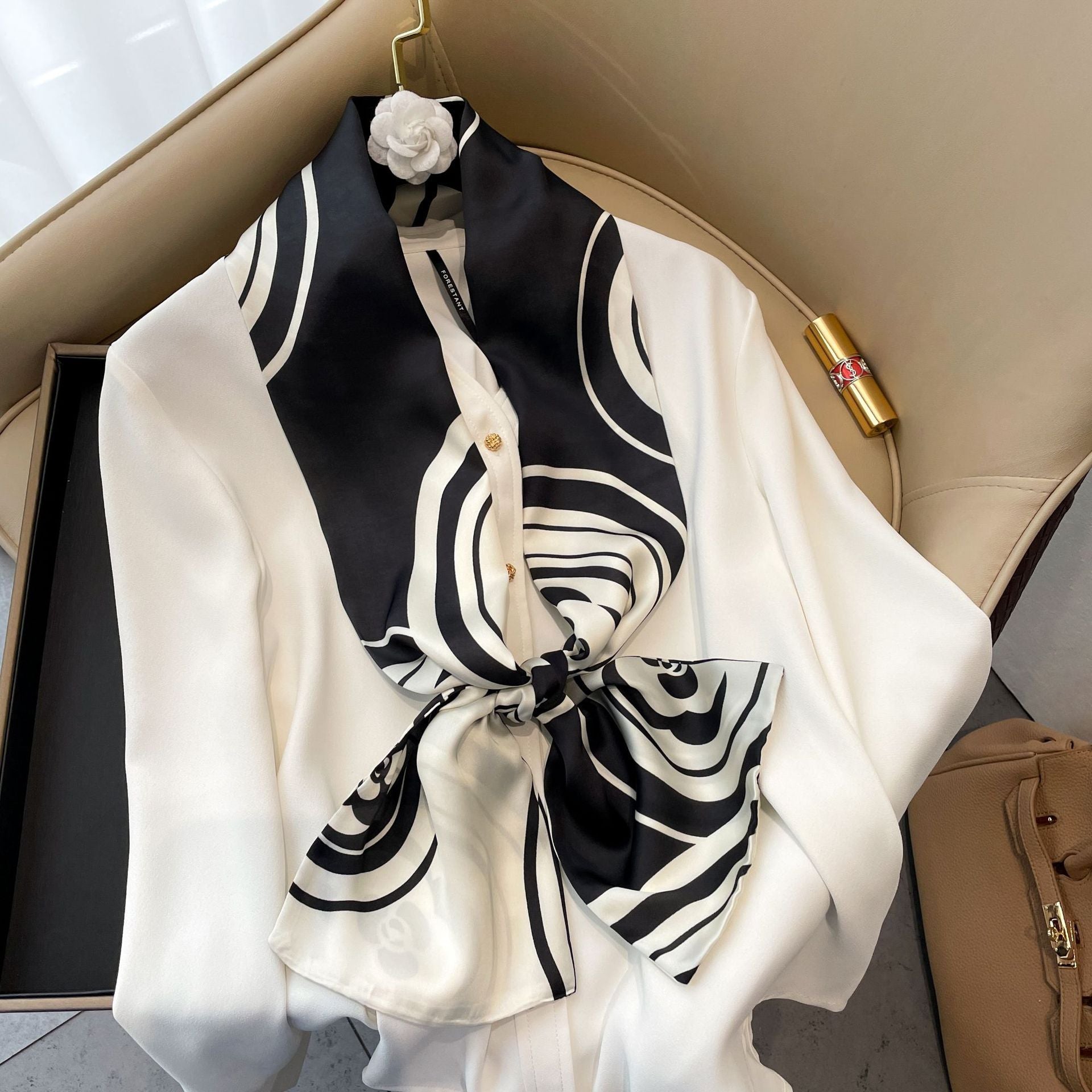 Elegant Floral Artificial Silk Scarf & Hair Band – Versatile Rayon Fashion Accessory