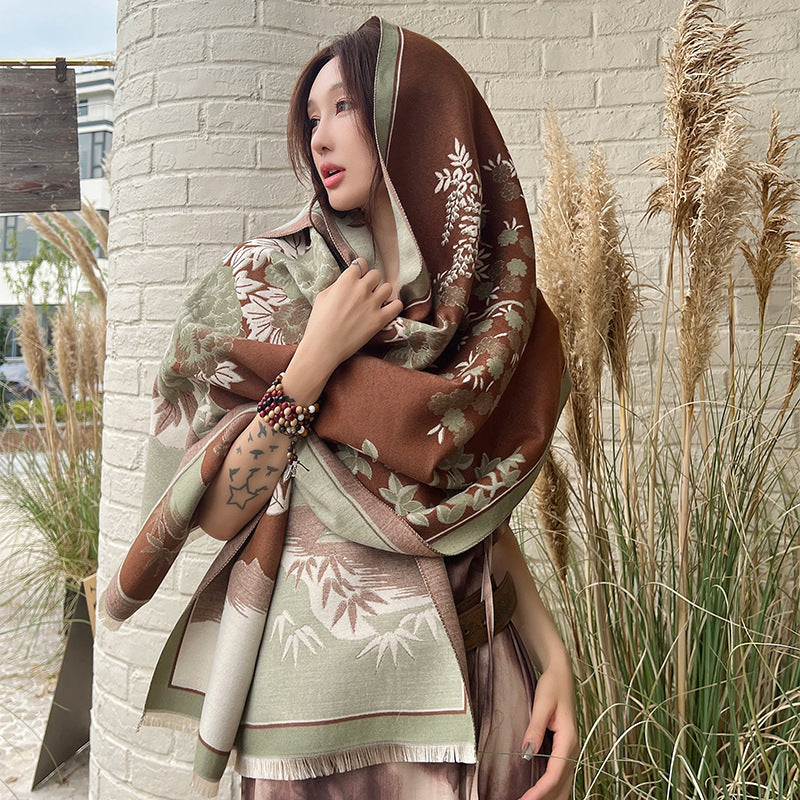 Autumn & Winter New Chinese Style Artificial Cashmere Scarf for Women