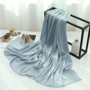 Solid Color Silk Scarf – Elegant Crepe Polyester Wrap for All Seasons (180x70cm)