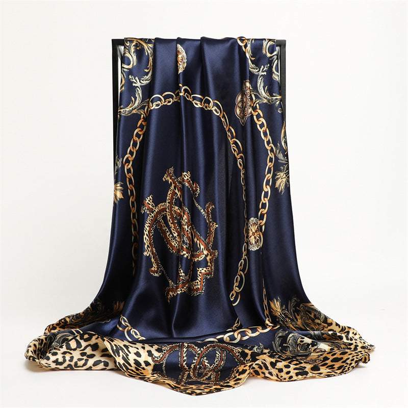 Scarf Fashion – Leopard Print Silk Satin Scarf