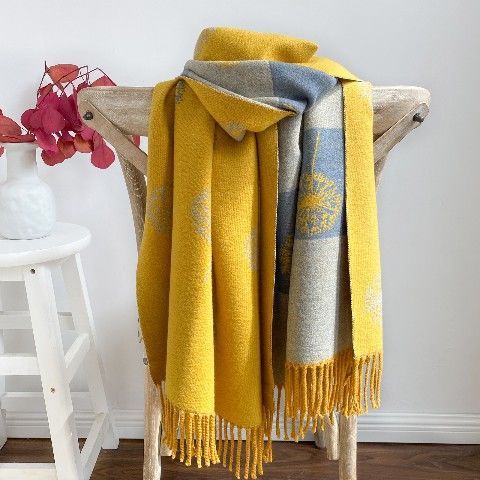 Autumn & Winter Cashmere Dandelion Jacquard Scarf (190x70cm)