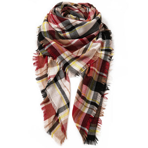 European & American Autumn and Winter Plaid Square Scarf Shawl