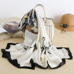 Printed Silk Shawl – Elegant Sunscreen Beach Towel Wrap
