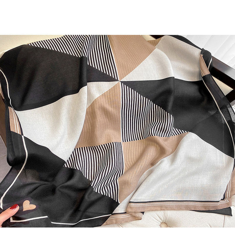 Elegant Geometric Print Women's Silk Scarf