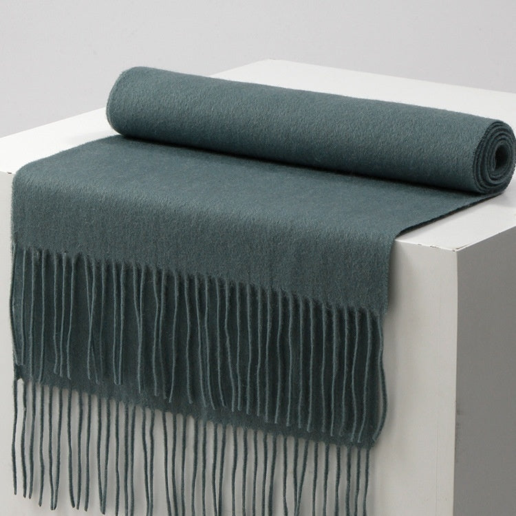 Unisex Solid Color Wool Scarf – Thickened Winter Warmth