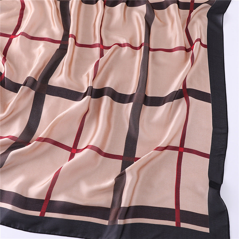 Elegant Geometric Silk Scarf – Luxurious Silk Satin Shawl for Women (180x90cm)