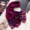 Luxury Hollow Embroidery Silk-Like Scarf – Elegant Shawl & Wrap for Women (190x70cm)