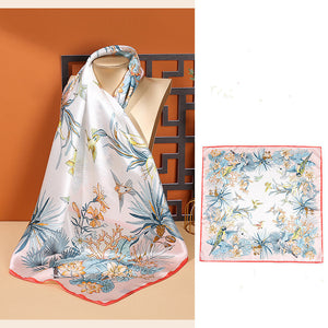 Women's Fashionable Mulberry Silk Scarf – Elegant Printed Square Wrap (70x70cm)