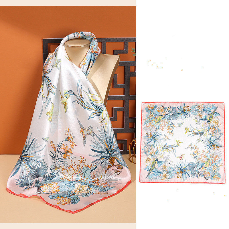 Women's Fashionable Mulberry Silk Scarf – Elegant Printed Square Wrap (70x70cm)