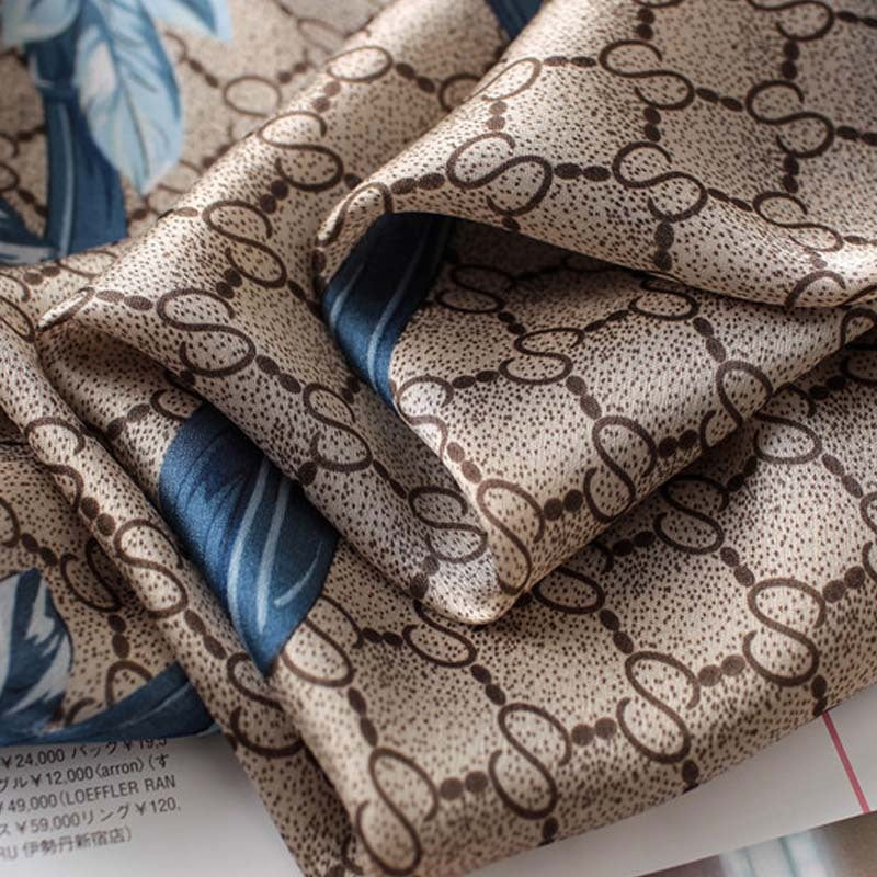 Floral Printed Imitation Silk Scarf – Lightweight & Stylish Sunscreen Shawl