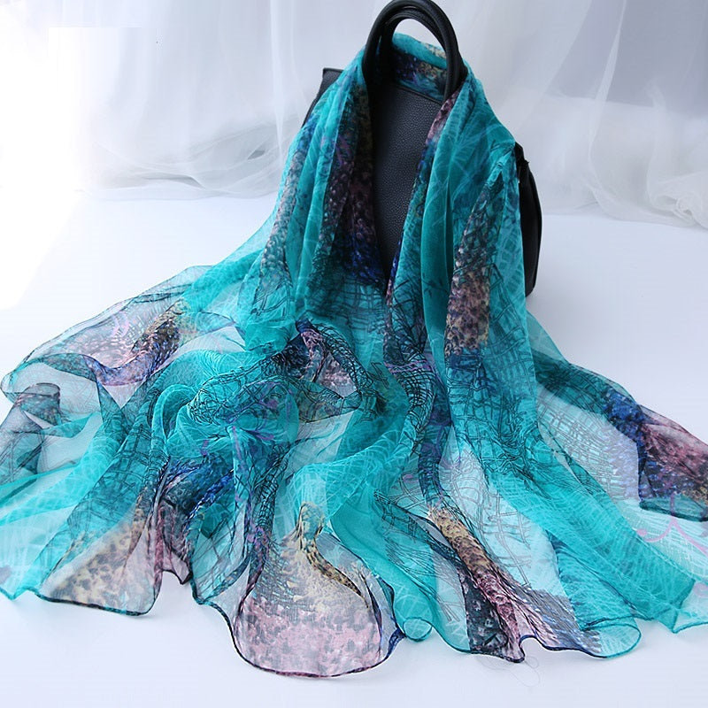 Ladies' Fashion Versatile Decorative Silk Scarf – Elegant & Chic