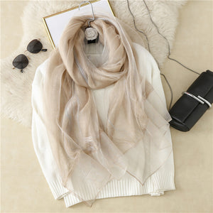 Women's Elegant Wool Silk Scarf – Soft & Warm Tie-Dye Wrap (200x75cm)